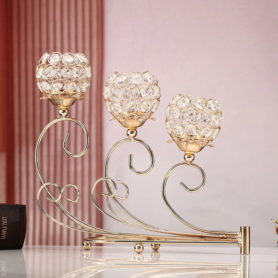 3-Arm Golden Candelabra Candle Holder