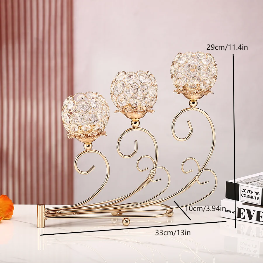 3-Arm Golden Candelabra Candle Holder