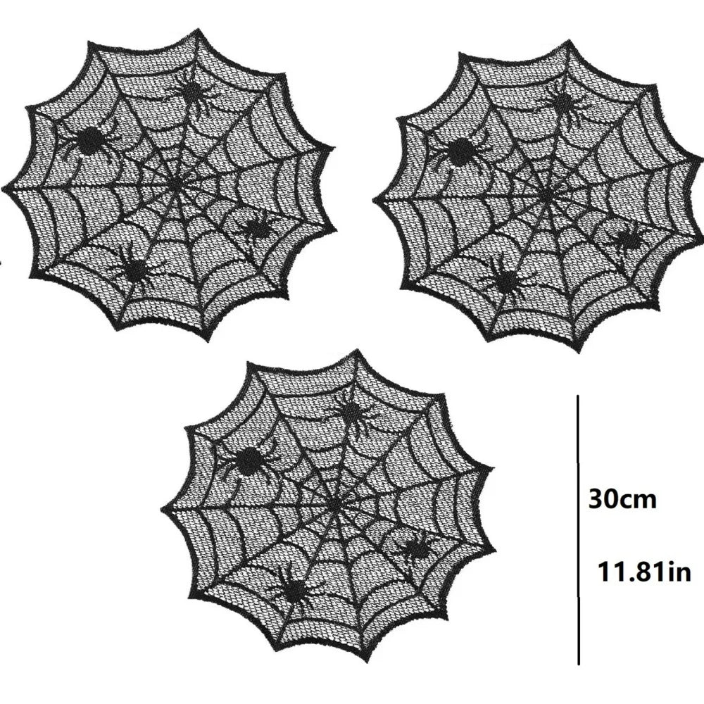 Black Lace Spider Web Halloween Table Runner - candletown.net