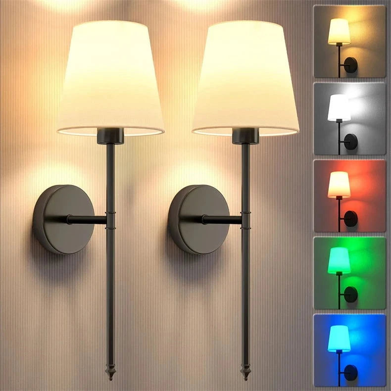 American 2 Packs Wall Lights Battery Operated Wall Sconces Gold Wireless Wall lamp with Remote RGB Colors Modes Rechargeable - candletown.net