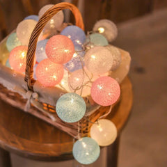Battery Colorfull Cotton Garland 4cm LED Balls Christmas String Holiday Lights for Home Decoration Wedding Fairy Bedroom Decor - candletown.net