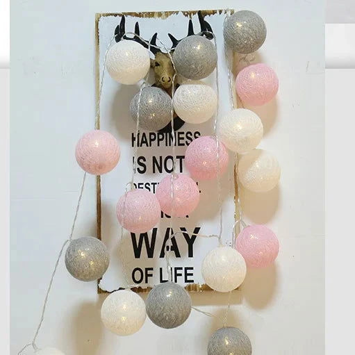 Battery Colorfull Cotton Garland 4cm LED Balls Christmas String Holiday Lights for Home Decoration Wedding Fairy Bedroom Decor - candletown.net