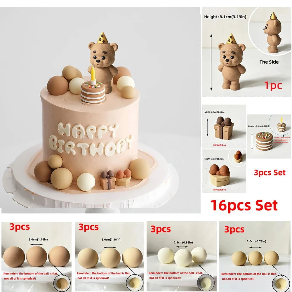 Bear Cake Topper - Cute Birthday Cake Decoration - candletown.net