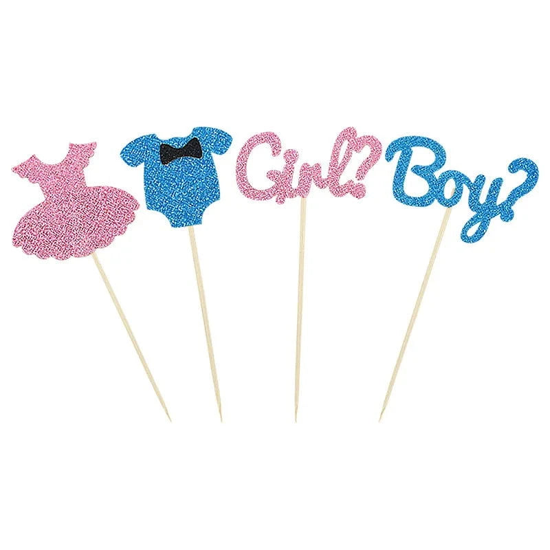 Boy or Girl Cupcake Toppers - 12pcs Baby Shower Cake Picks - candletown.net