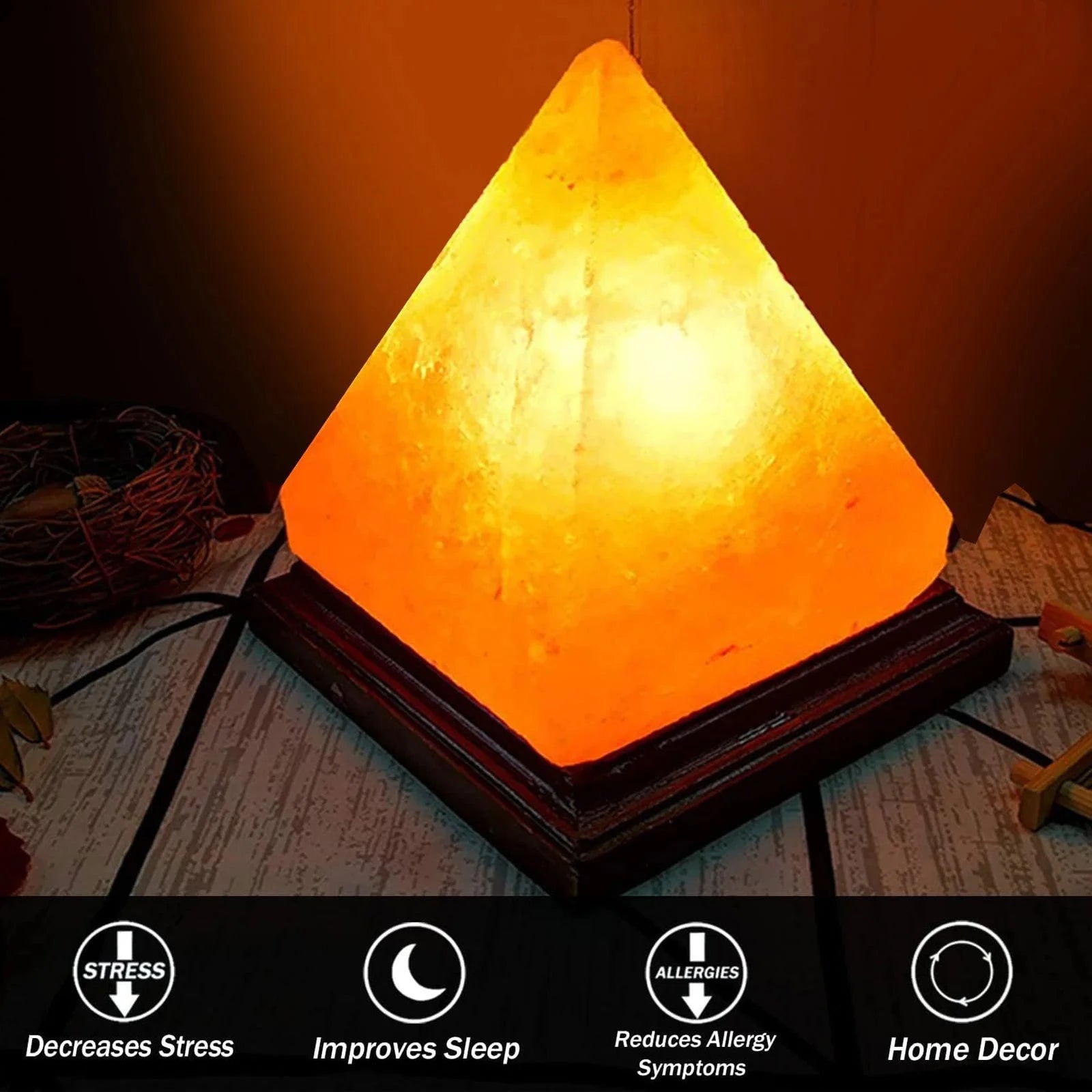 C2 Himalayan Salt Lamp USB RGB 7 Colors Changing Hand Carved with Wood Base Pyramid Crystal Salt Rock Lamp for Home Decoration - candletown.net