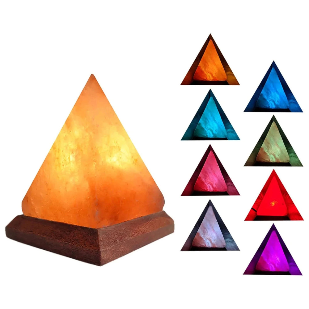 C2 Himalayan Salt Lamp USB RGB 7 Colors Changing Hand Carved with Wood Base Pyramid Crystal Salt Rock Lamp for Home Decoration - candletown.net