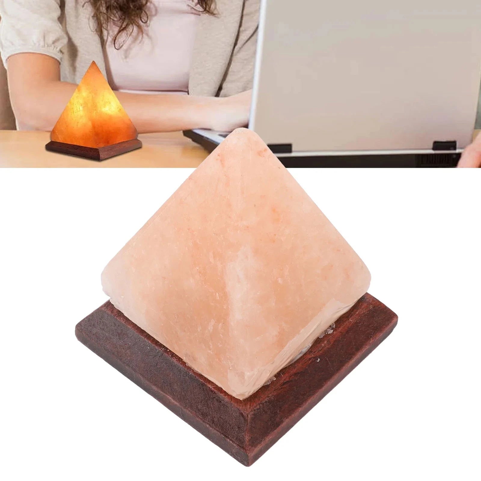 C2 Himalayan Salt Lamp USB RGB 7 Colors Changing Hand Carved with Wood Base Pyramid Crystal Salt Rock Lamp for Home Decoration - candletown.net