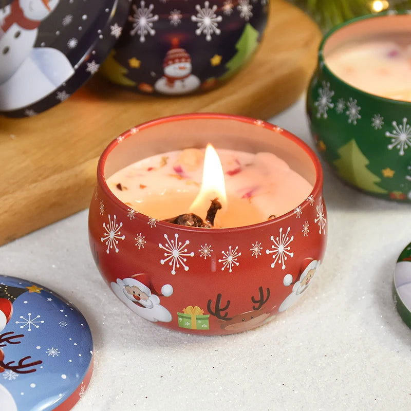 Christmas Aromatherapy Candles - Festive Santa Claus & Snowman Tin Cans - candletown.net