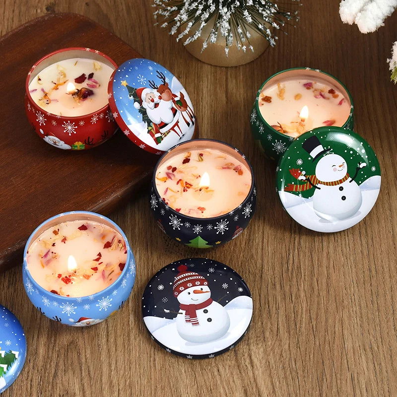 Christmas Aromatherapy Candles - Festive Santa Claus & Snowman Tin Cans - candletown.net