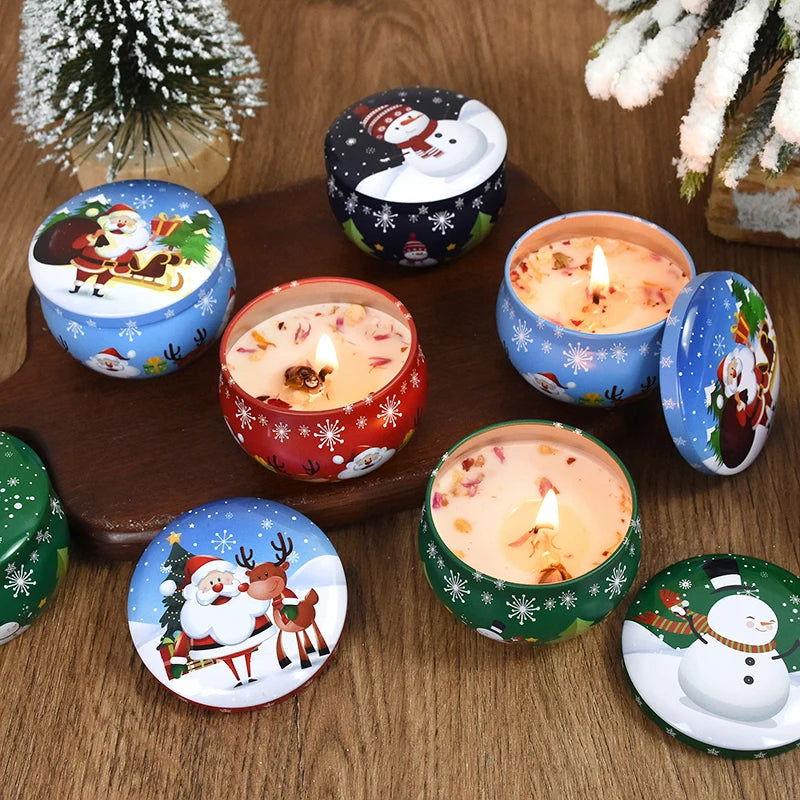 Christmas Aromatherapy Candles - Festive Santa Claus & Snowman Tin Cans - candletown.net