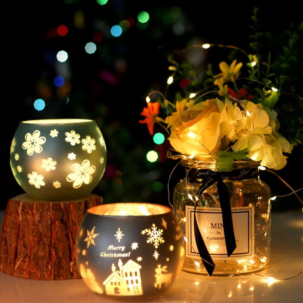 Colorful Snowflake Glass Candle Holder - Perfect for Romantic Dinners & Home Decor - candletown.net