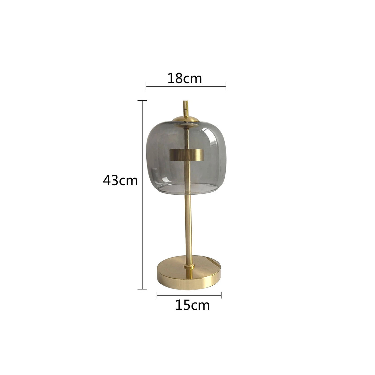 Dia18cm Smoke gray Glass Table Lamps Modern Living Bedroom Bedside Desk Lamp Indoor Decor LED Lighting amber glass Luminaire - candletown.net