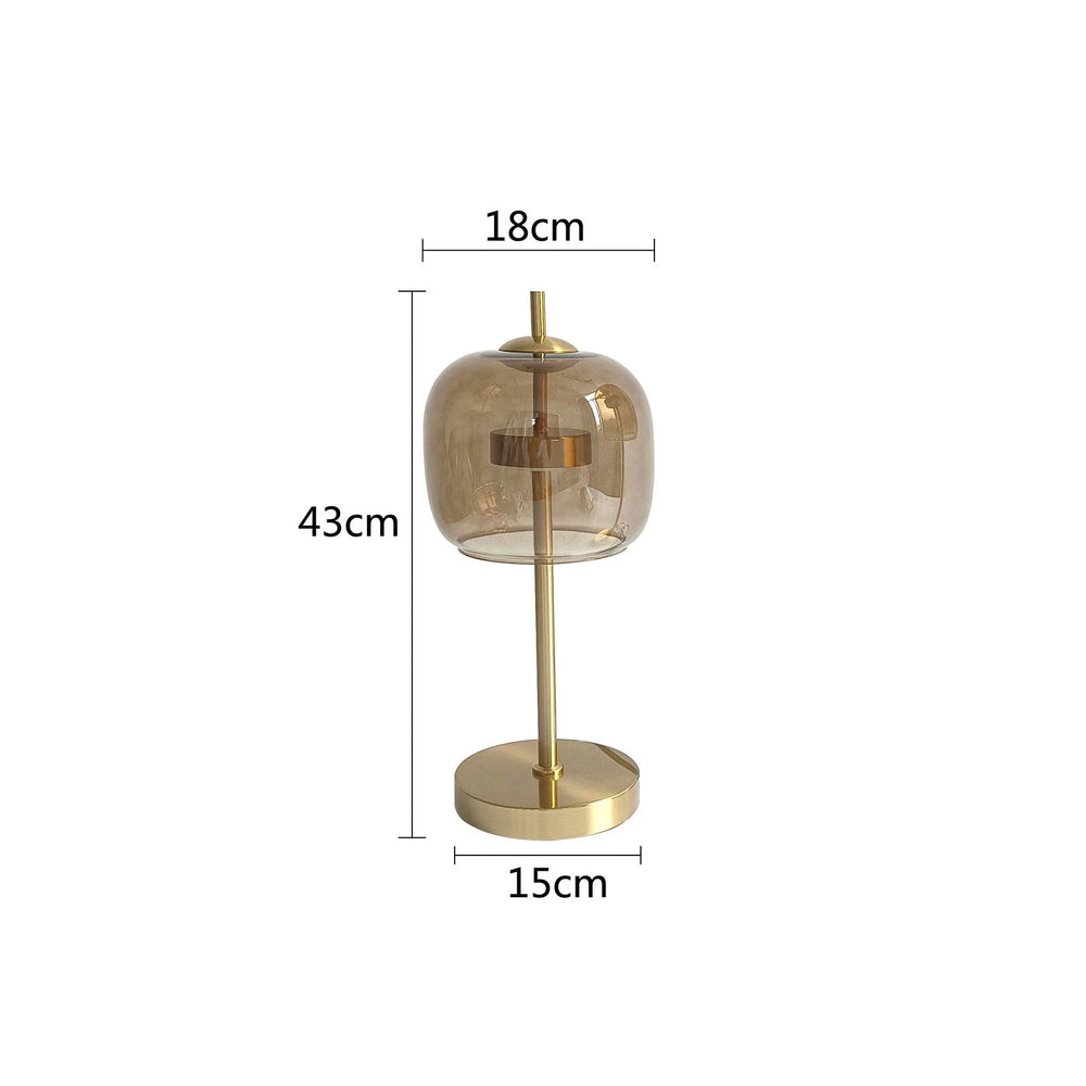 Dia18cm Smoke gray Glass Table Lamps Modern Living Bedroom Bedside Desk Lamp Indoor Decor LED Lighting amber glass Luminaire - candletown.net