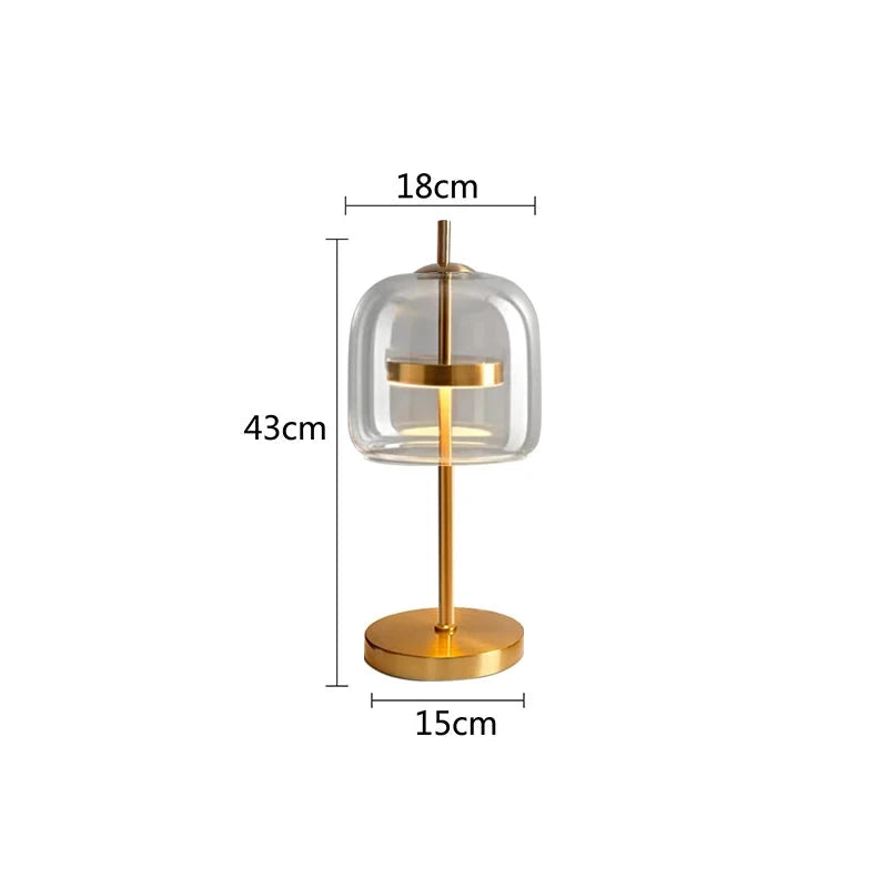 Dia18cm Smoke gray Glass Table Lamps Modern Living Bedroom Bedside Desk Lamp Indoor Decor LED Lighting amber glass Luminaire - candletown.net