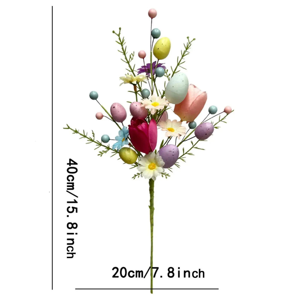 Easter Egg Stem Decorative Colorful Berries Floral Pick Bouquet Fake Eggs for Centerpiece Arrangement Home Vase Celebration Yard - candletown.net