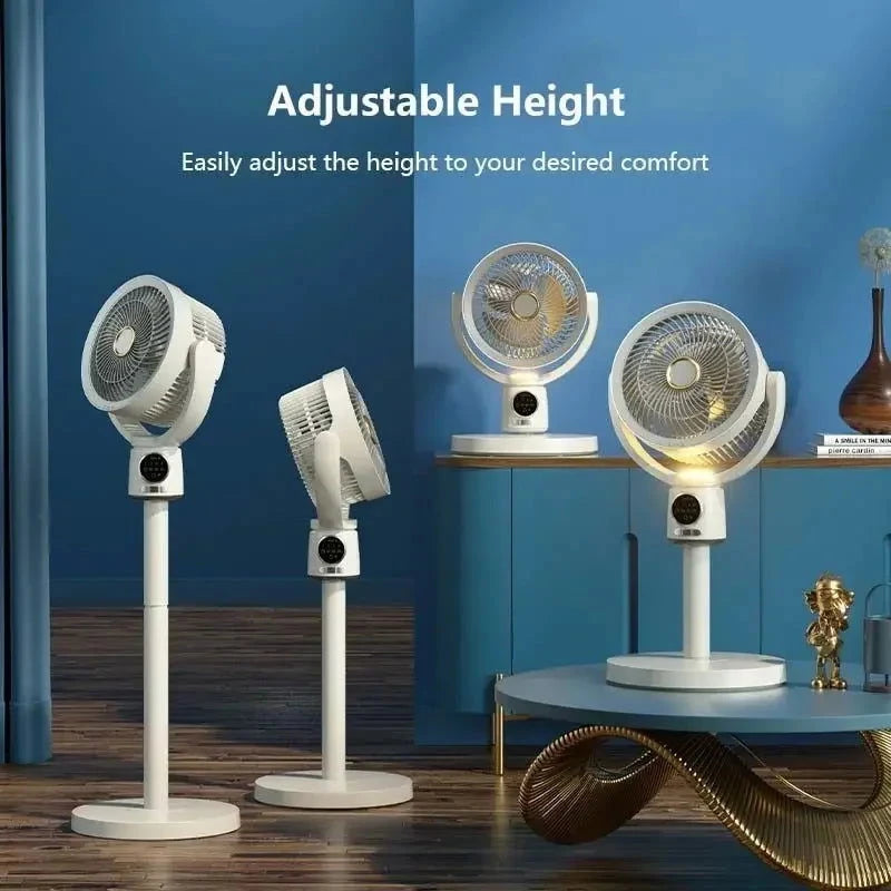 Electric Floor Stand Circulating Cooling Fan USB With Night Light Remote Control Air Blower Household Timing Adjustable Height - candletown.net