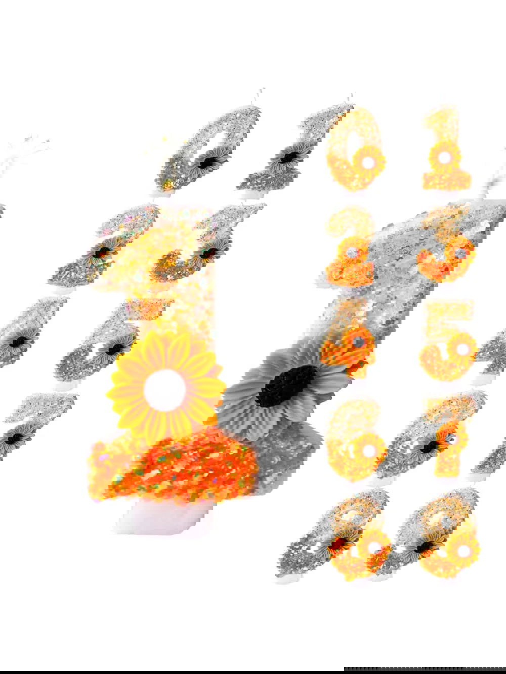 Flower Birthday Number Candles, Orange Daisy Sequin Happy Birthday Cake Candles for Ins Women Sweet Pink Theme Celebration Anniv - candletown.net