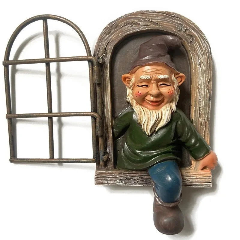 Funny Garden Elf Window Statue - candletown.net