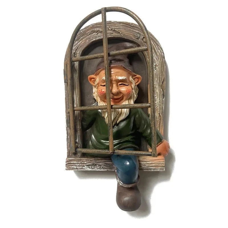 Funny Garden Elf Window Statue - candletown.net