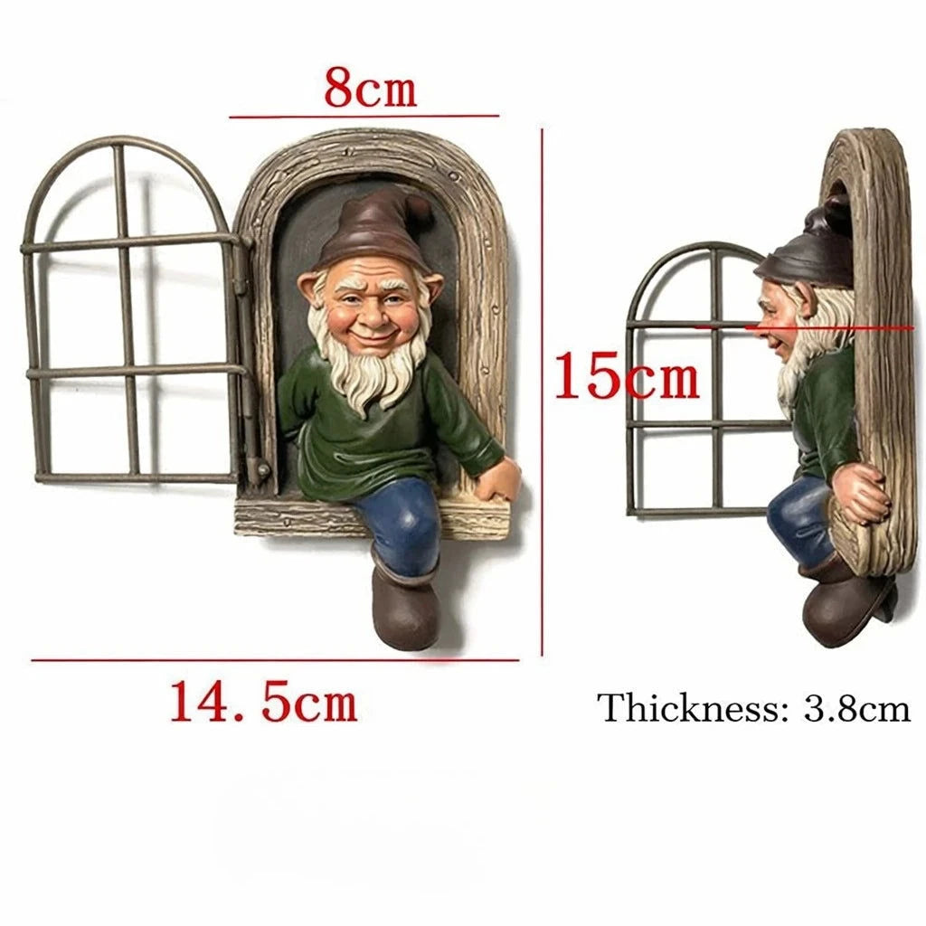 Funny Garden Elf Window Statue - candletown.net