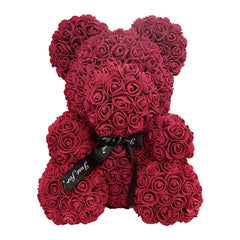 40cm Rose Bear – Heart Shaped Teddy Made of Roses - candletown.net