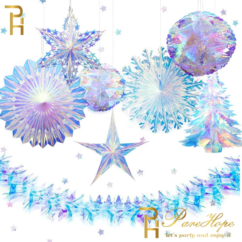 Iridescent 3D Christmas Ornament – Star, Ball, Garland or Snowflake