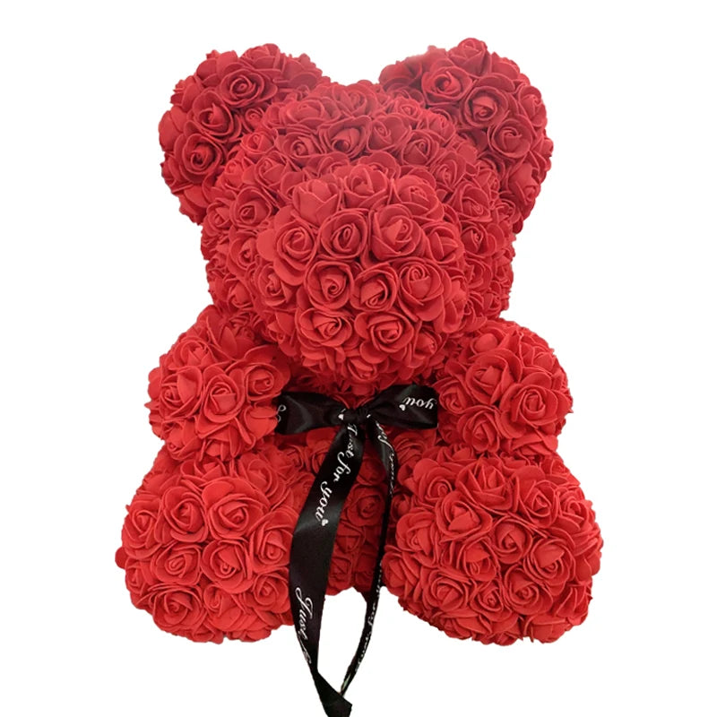 40cm Rose Bear – Heart Shaped Teddy Made of Roses - candletown.net