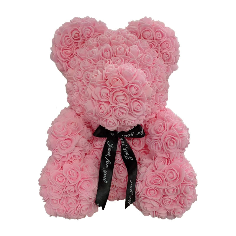 40cm Rose Bear – Heart Shaped Teddy Made of Roses - candletown.net