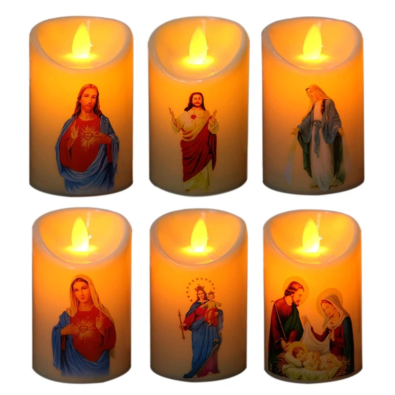 Flameless Jesus Christ LED Candle Lamp – Perfect for Easter & Religious Celebrations - candletown.net