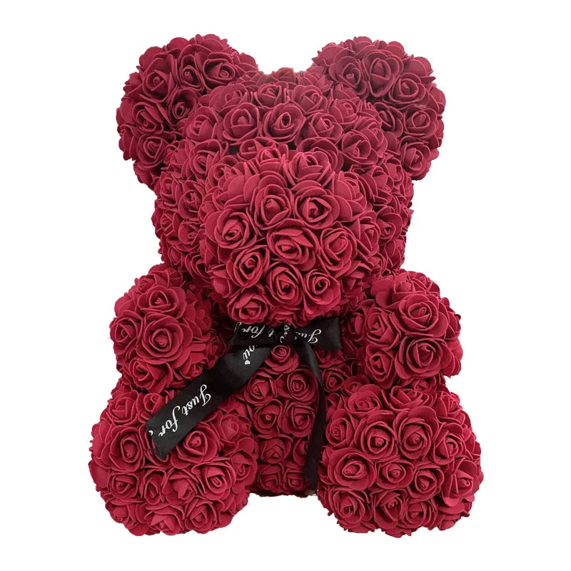 40cm Rose Bear – Heart Shaped Teddy Made of Roses - candletown.net