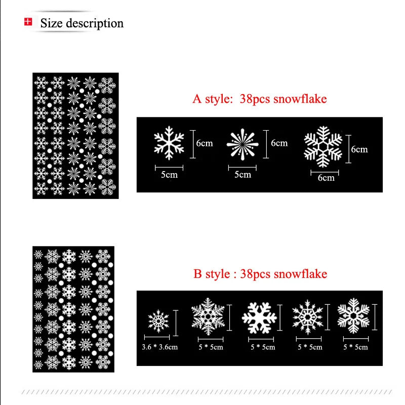 38-Piece Snowflake Window Clings – Reusable Electrostatic Christmas Stickers - candletown.net