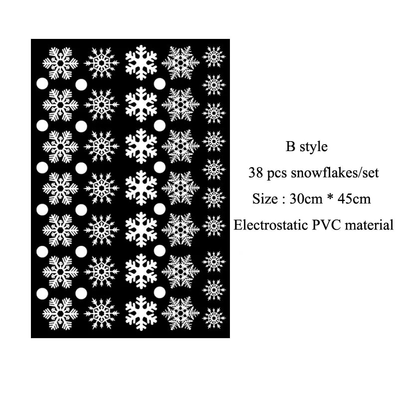 38-Piece Snowflake Window Clings – Reusable Electrostatic Christmas Stickers - candletown.net