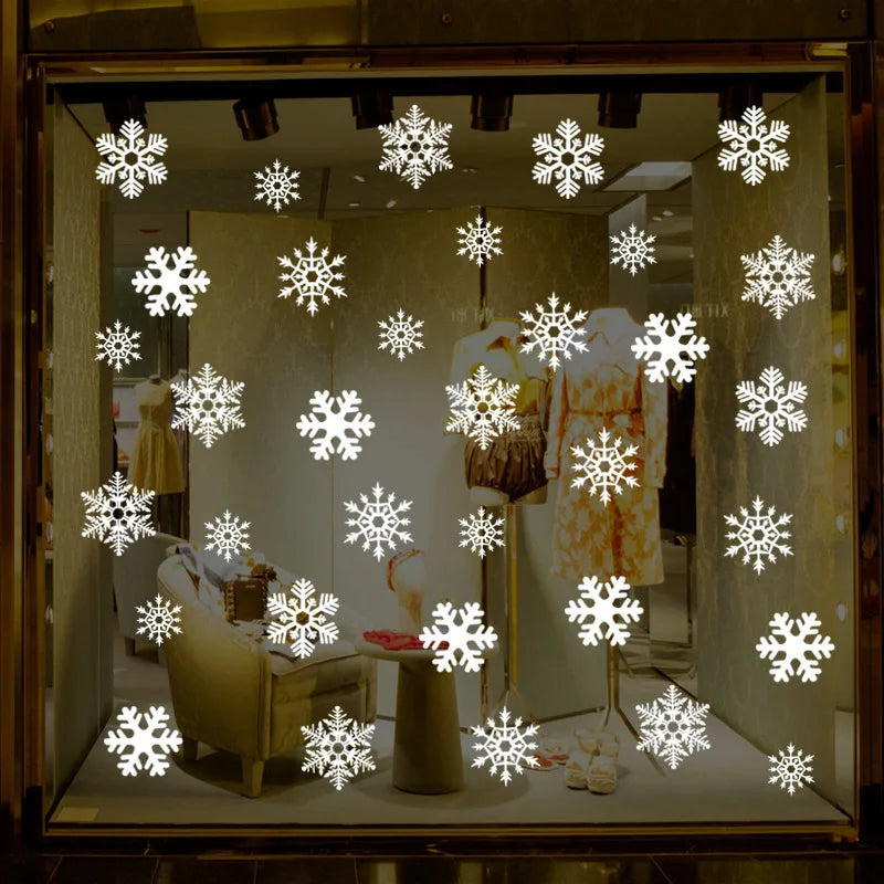 38-Piece Snowflake Window Clings – Reusable Electrostatic Christmas Stickers - candletown.net