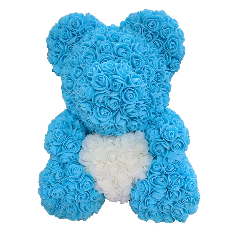 40cm Rose Bear – Heart Shaped Teddy Made of Roses - candletown.net