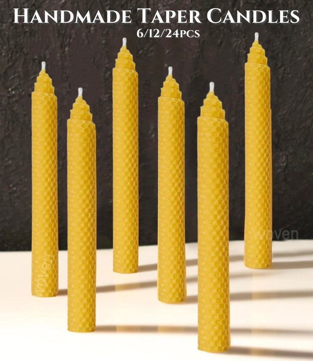 Hand-Rolled Beeswax Taper Candles - Eco-Friendly Elegance - candletown.net