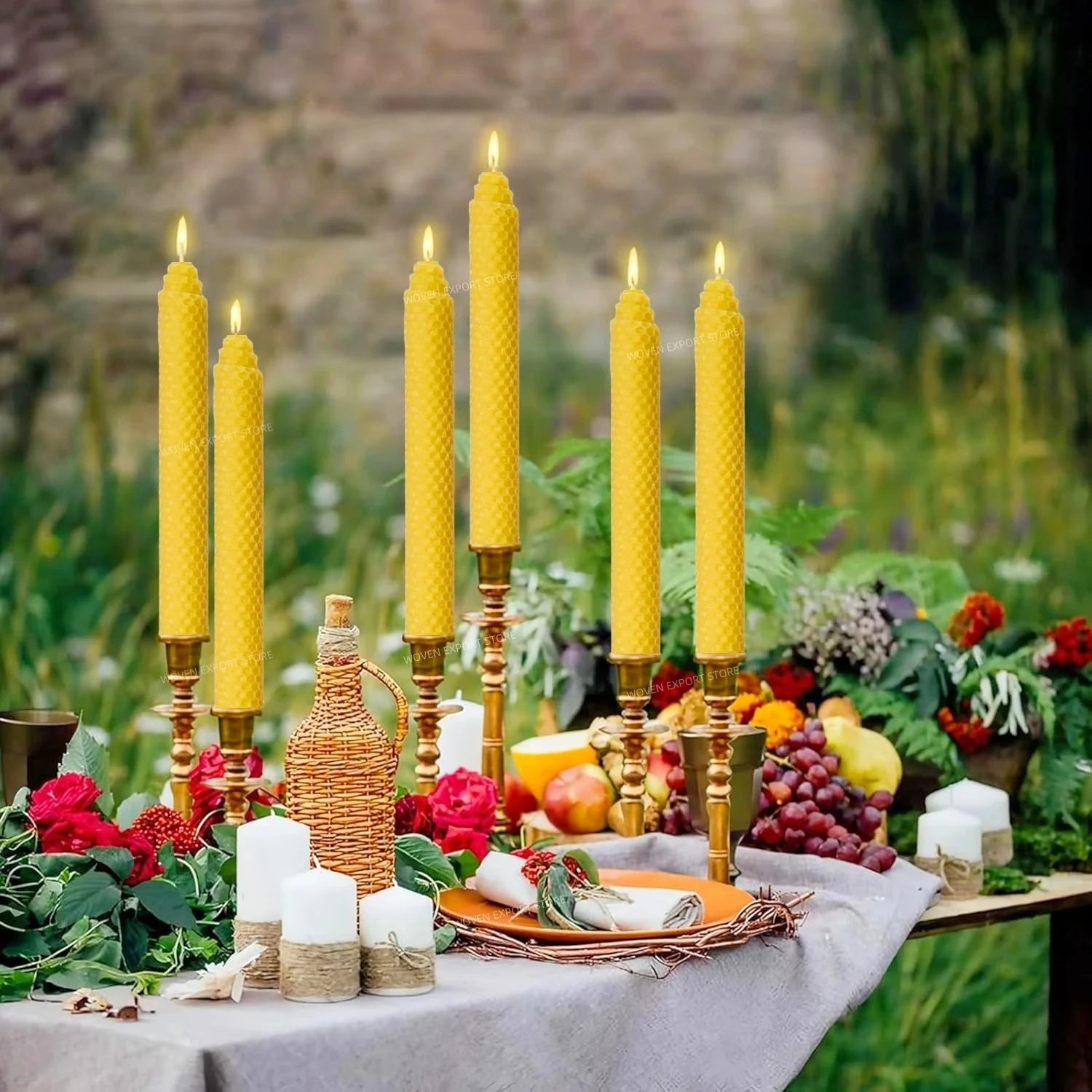 Hand-Rolled Beeswax Taper Candles - Eco-Friendly Elegance - candletown.net