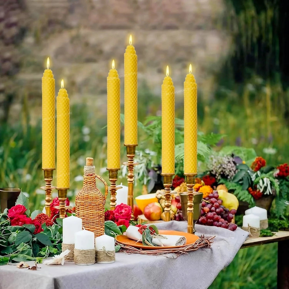 Hand-Rolled Beeswax Taper Candles - Eco-Friendly Elegance - candletown.net