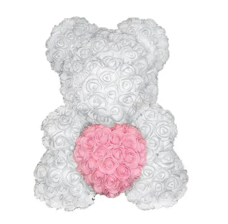 40cm Rose Bear – Heart Shaped Teddy Made of Roses - candletown.net