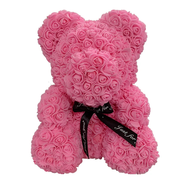 40cm Rose Bear – Heart Shaped Teddy Made of Roses - candletown.net