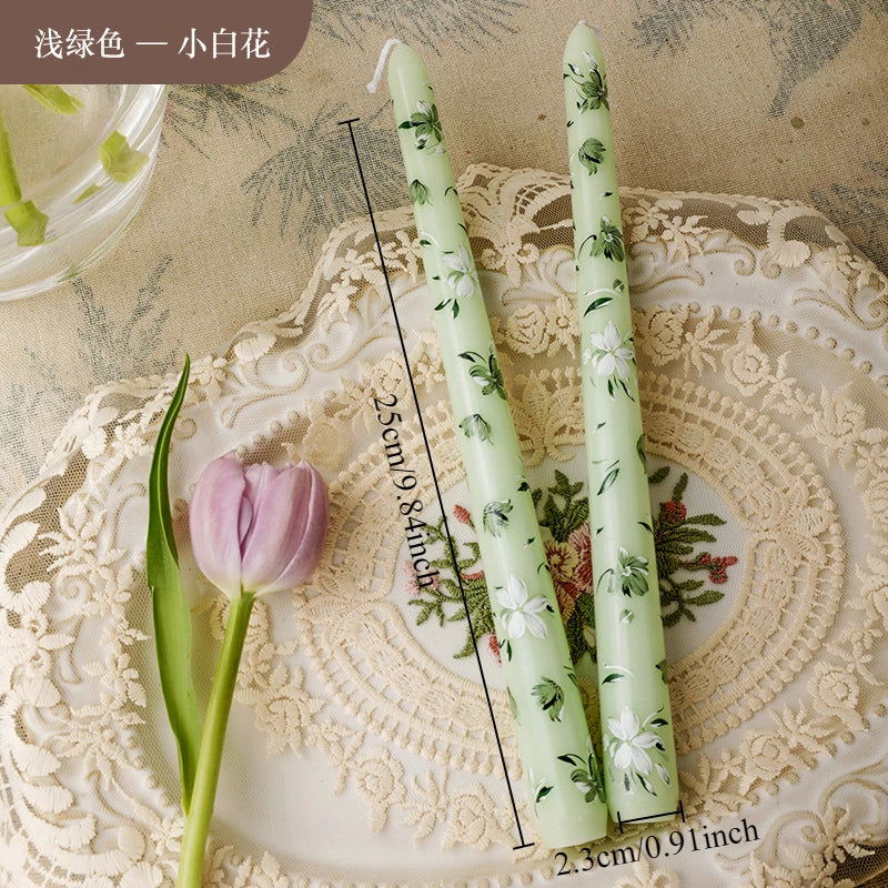 Heart & Flower Printed Taper Candles – Romantic Dinner Set - candletown.net