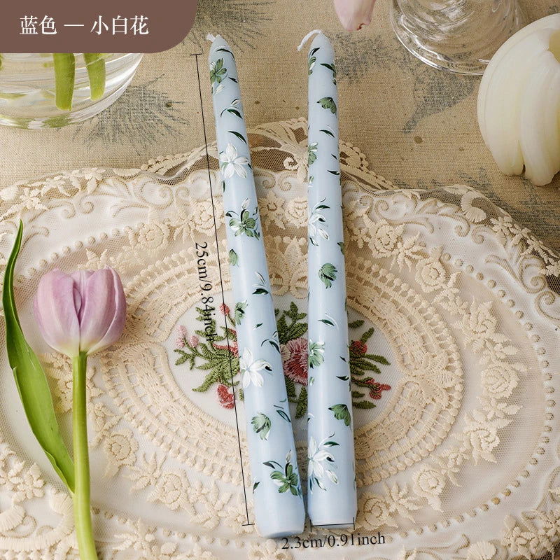 Heart & Flower Printed Taper Candles – Romantic Dinner Set - candletown.net
