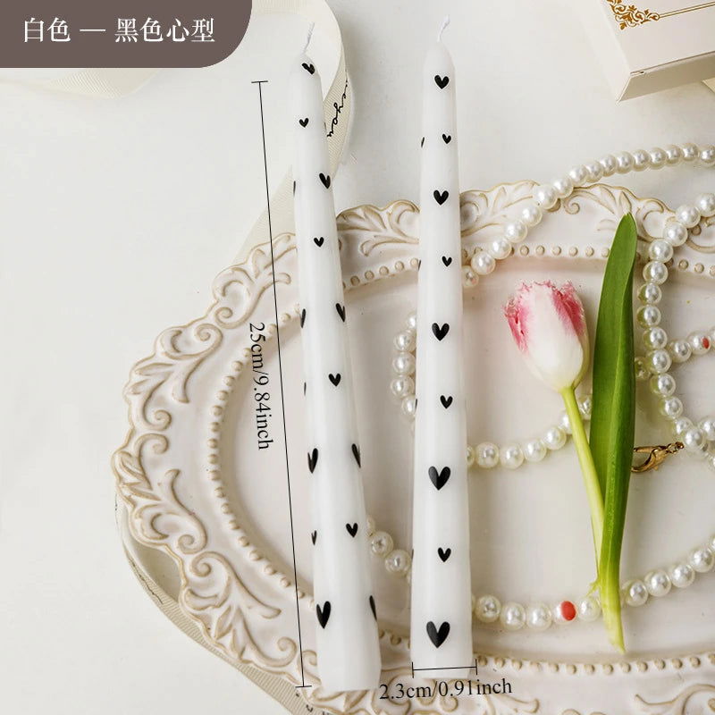 Heart & Flower Printed Taper Candles – Romantic Dinner Set - candletown.net
