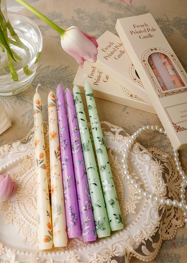 Heart & Flower Printed Taper Candles – Romantic Dinner Set - candletown.net