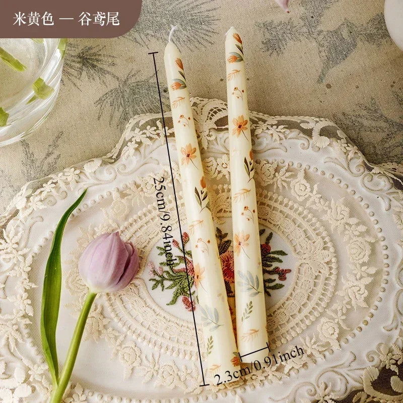 Heart & Flower Printed Taper Candles – Romantic Dinner Set - candletown.net