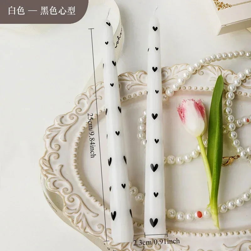 Heart & Flower Printed Taper Candles – Romantic Dinner Set - candletown.net