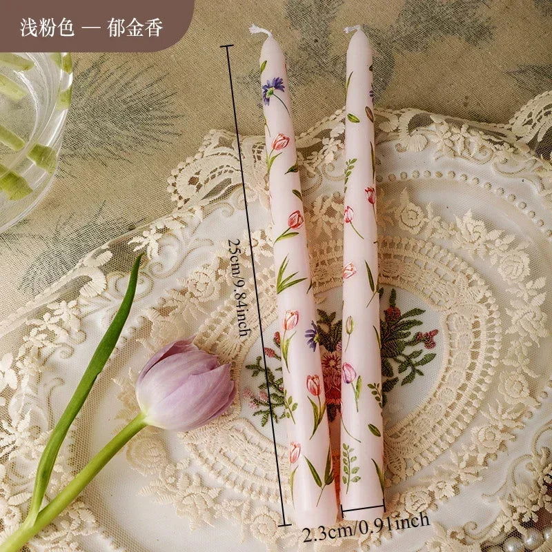 Heart & Flower Printed Taper Candles – Romantic Dinner Set - candletown.net