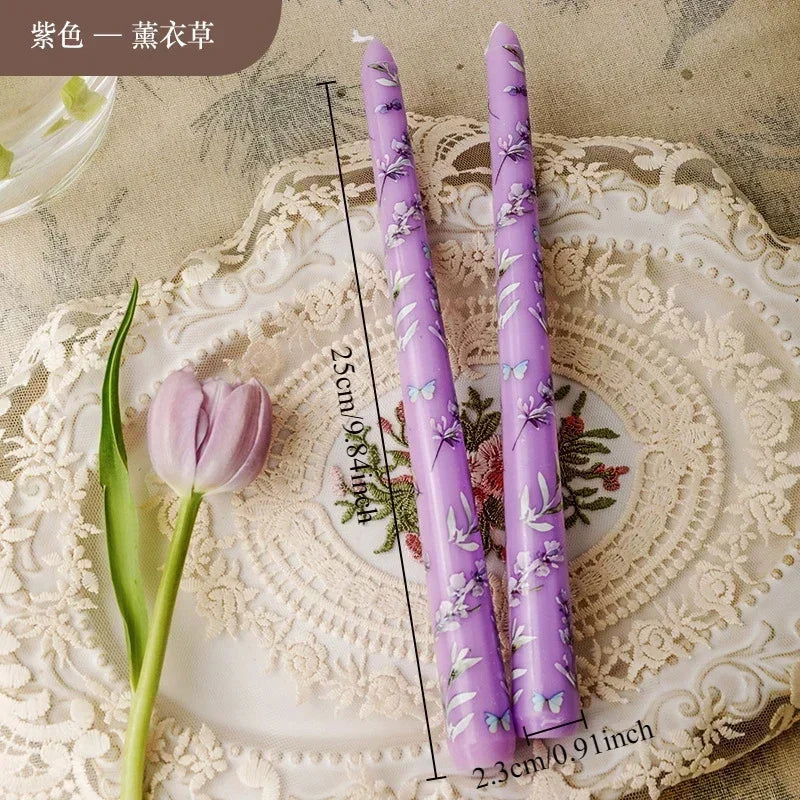 Heart & Flower Printed Taper Candles – Romantic Dinner Set - candletown.net