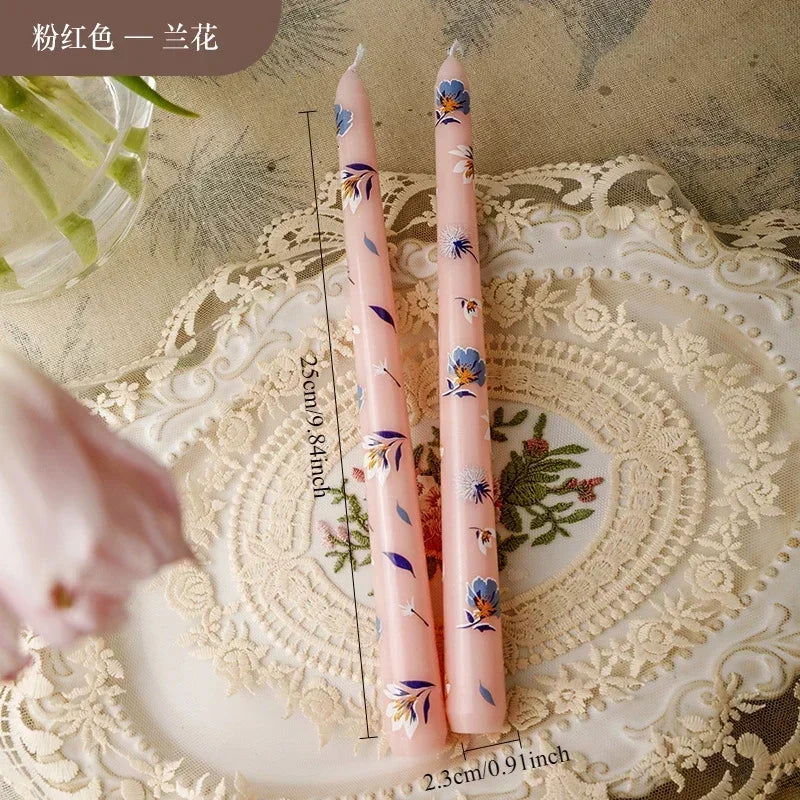 Heart & Flower Printed Taper Candles – Romantic Dinner Set - candletown.net