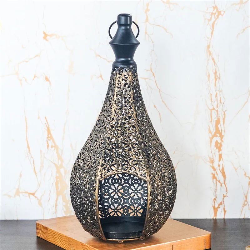 Hollow Vintage Moroccan Iron Candle Lantern for Home Decoration - candletown.net