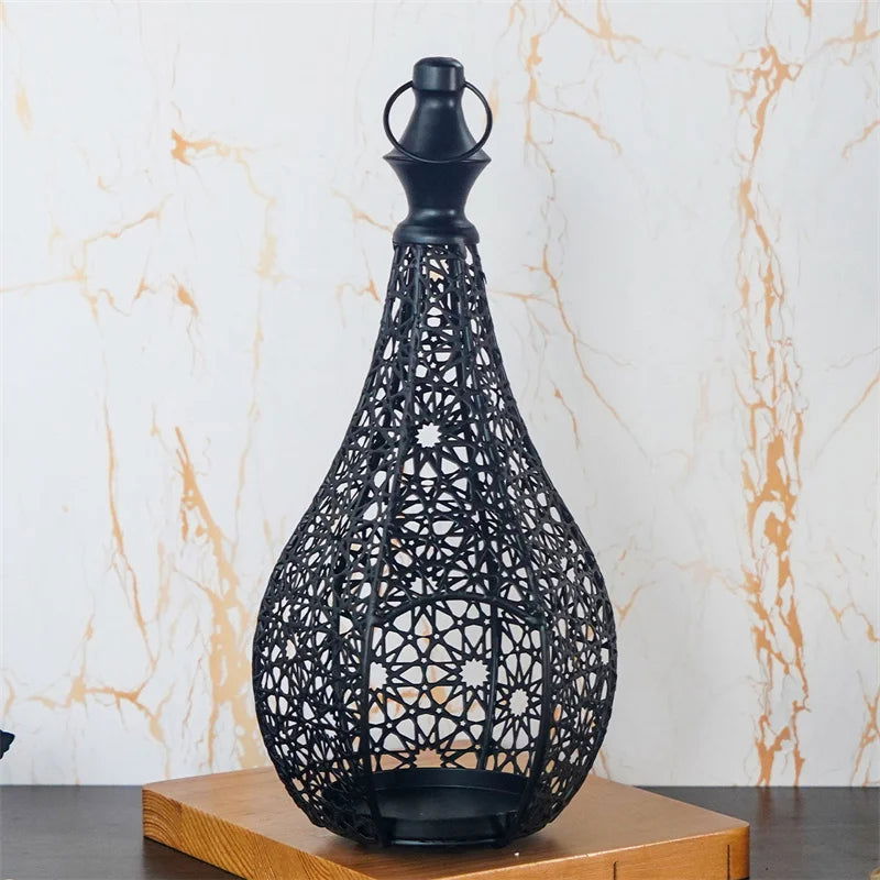 Hollow Vintage Moroccan Iron Candle Lantern for Home Decoration - candletown.net